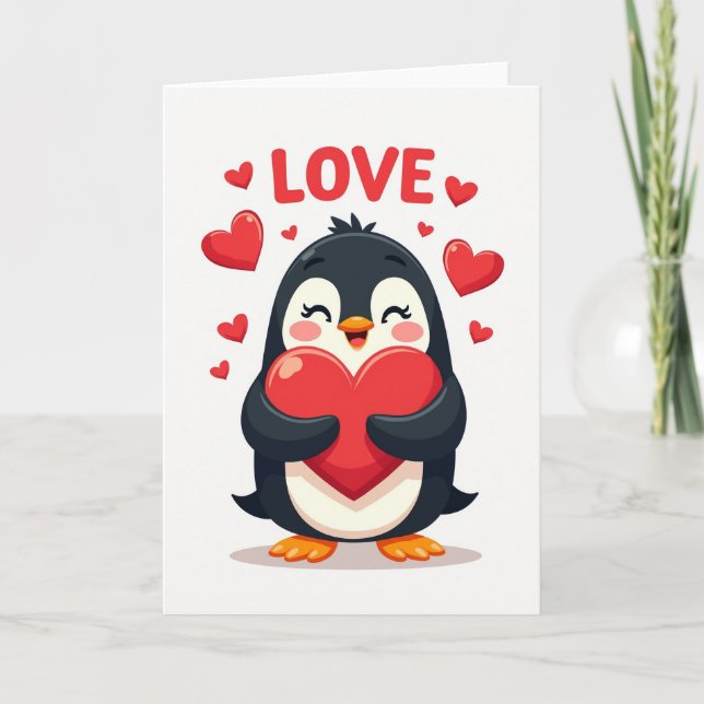 Cartão de Amor de Pinguim (Frente)