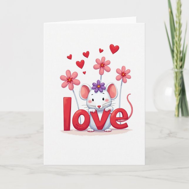 Cartão de Amor de Ratinho Fofo (Frente)