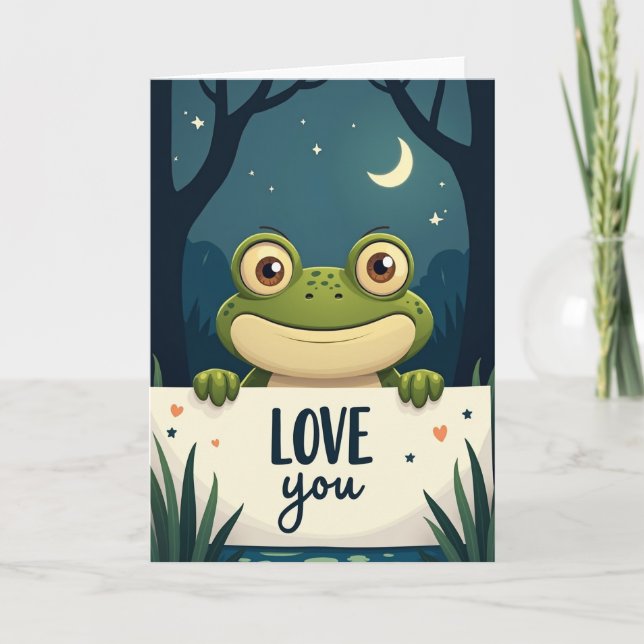 Cartão de Amor de Sapo Fofo (Frente)