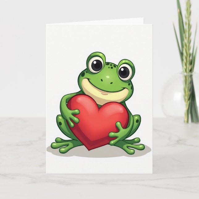 Cartão de Amor de Sapo Fofo (Frente)