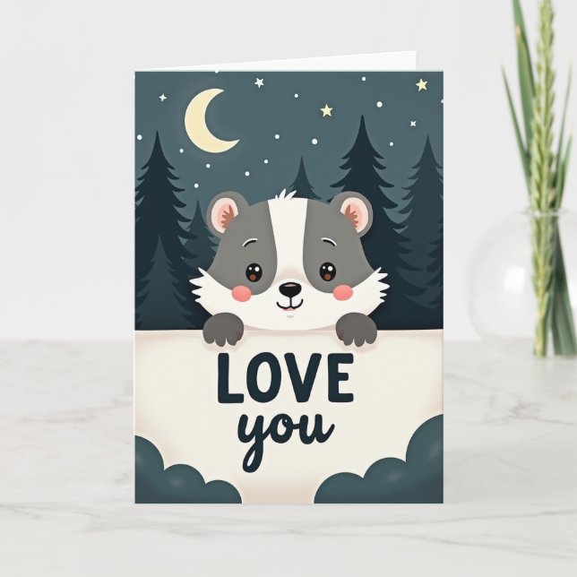 Cartão de Amor de Texugo Fofo (Frente)