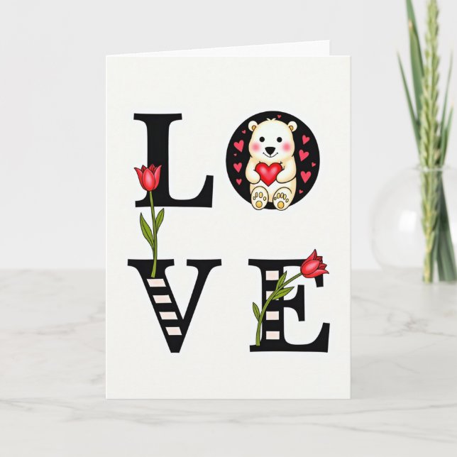Cartão de Amor de Urso Fofo Simples (Frente)
