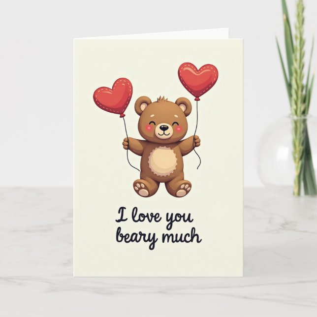 Cartão de Amor de Urso Teddy Romântico (Frente)