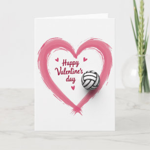Cartão de Amor de Volei de Coração Rosa