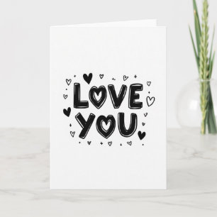 Cartão de Amor Desenhado à Mão Minimalista