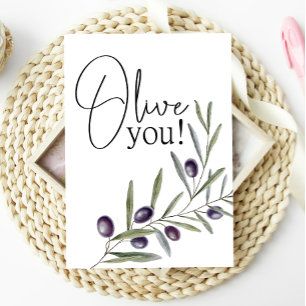 Cartão de Amor Divertido Olive You Pensando em Voc