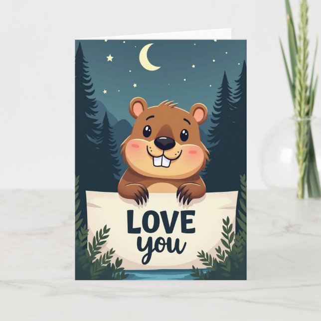 Cartão de Amor do Castor Doce (Frente)