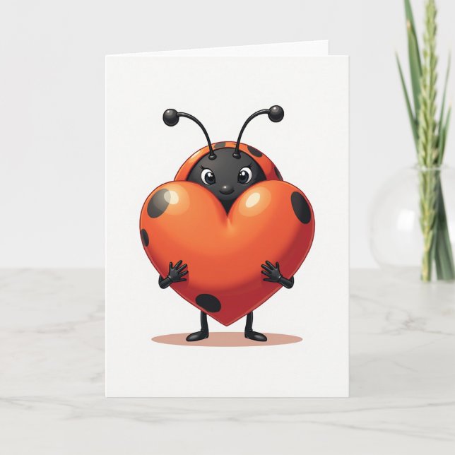Cartão de Amor do Coração de Joaninha (Frente)
