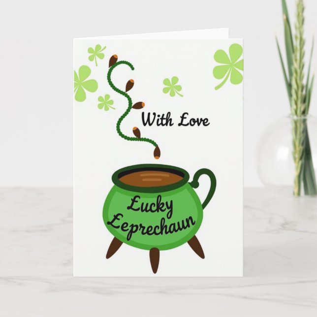 Cartão de Amor do Leprechaun Sortudo para Parceiro (Frente)