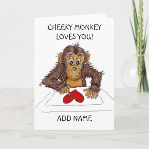 Cartão de Amor do Macaco Travesso