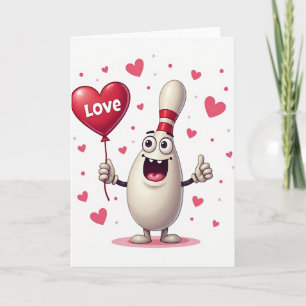 Cartão de Amor do Pino de Boliche Feliz