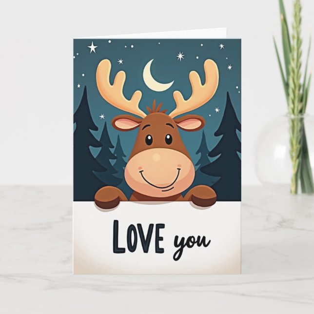 Cartão de Amor do Rena de Natal (Frente)