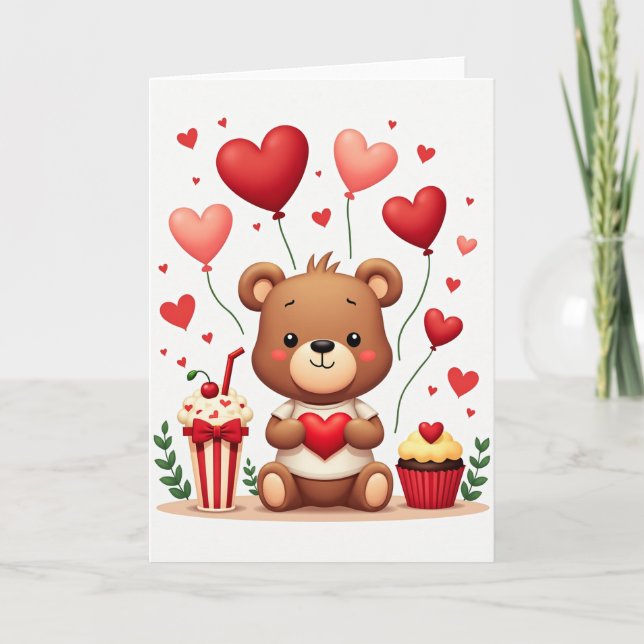 Cartão de Amor do Ursinho Teddy Fofo (Frente)