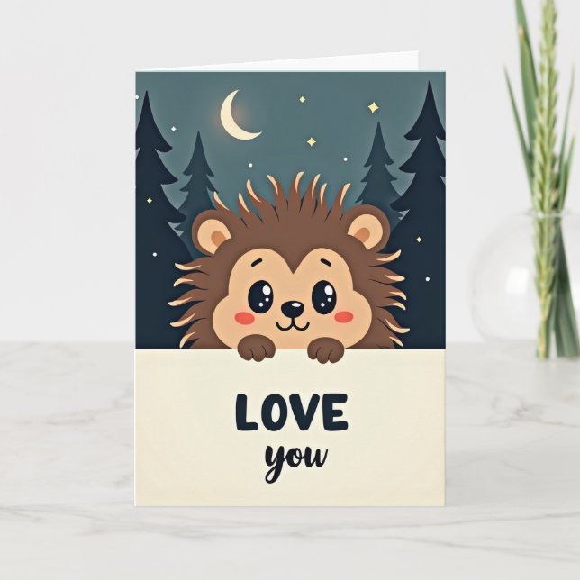 Cartão de Amor doouriço-Cacheiro Espinhoso Fofo (Frente)
