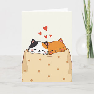 Cartão de Amor dos Gatos Aconchegantes