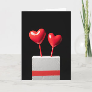 Cartão de Amor em Concreto Corações Vermelhos