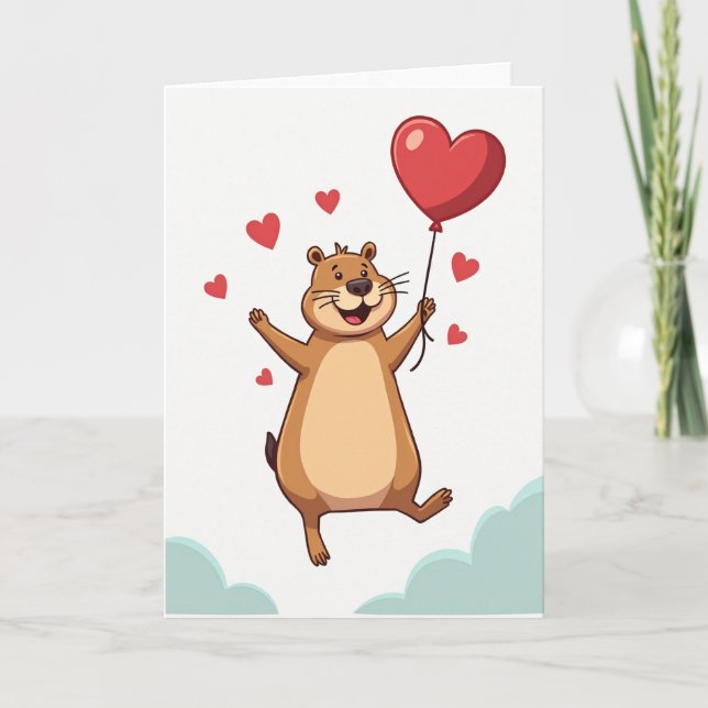 Cartão de Amor Feliz do Groundhog (Frente)