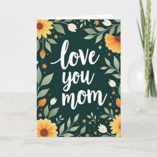Cartão de amor floral azul-verde para a mamãe