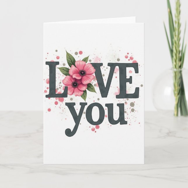 Cartão de Amor Floral Rosa (Frente)