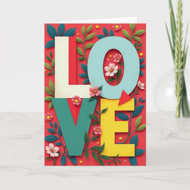 Cartão de Amor Floral Vibrante (Frente)