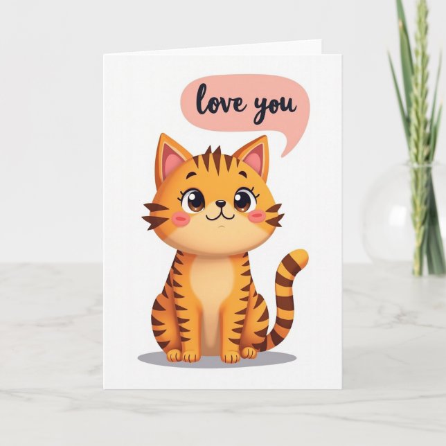 Cartão de Amor Gatinho Fofo (Frente)