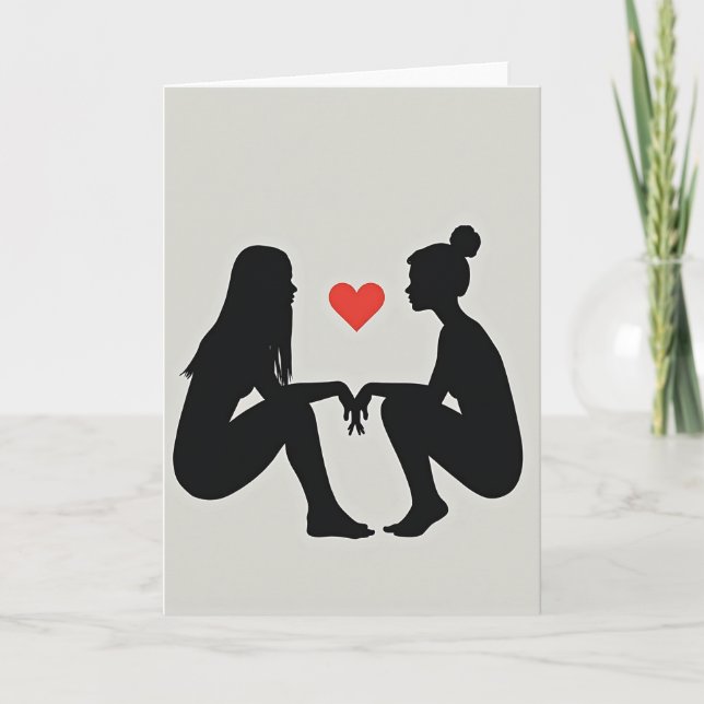 Cartão de Amor Lésbico Simples (Frente)