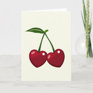 Cartão de Amor Minimalista Cerejas