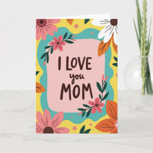 Cartão de Amor para a Mamãe Floral Vibrante