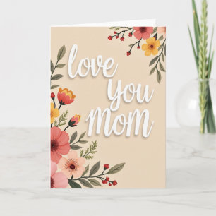 Cartão de Amor pela Mamãe em Aquarela