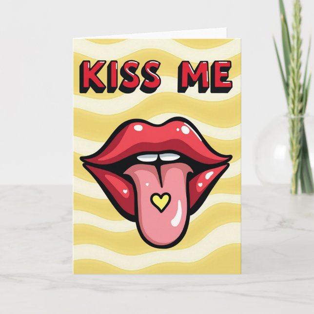 Cartão de Amor Pop Art Beije Meus Lábios (Frente)