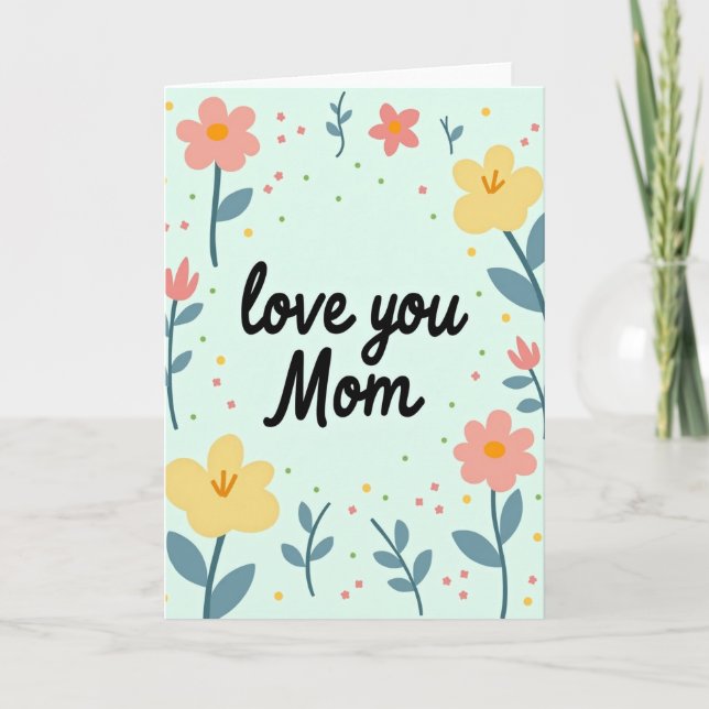 Cartão de Amor Vermelho e Dourado para a Mamãe (Frente)