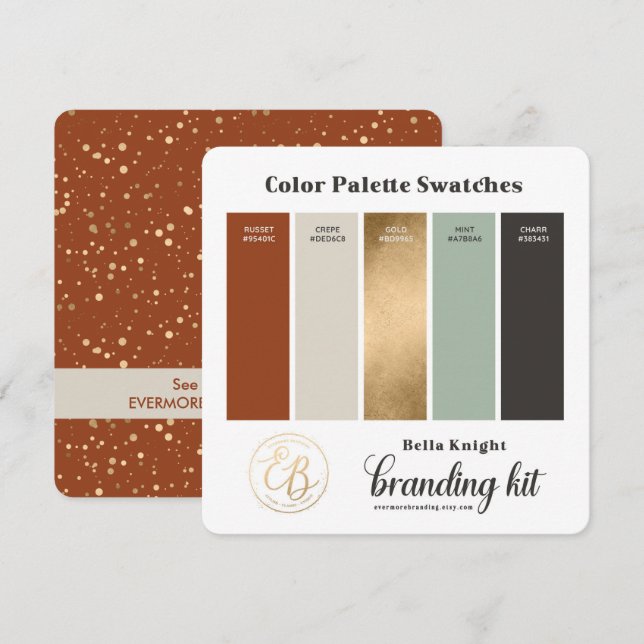 Cartão de Amostras da Paleta de Cores Bege e Doura (Frente/Verso)