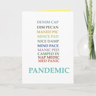 cartão de anagramas Pandemia Eu Sinto Sua Falta