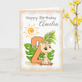 Cartão de Animais Aquarela para 2º Aniversário