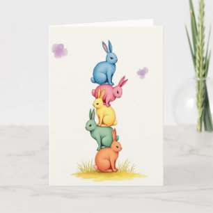 Cartão de Animais Pastel Empilhados