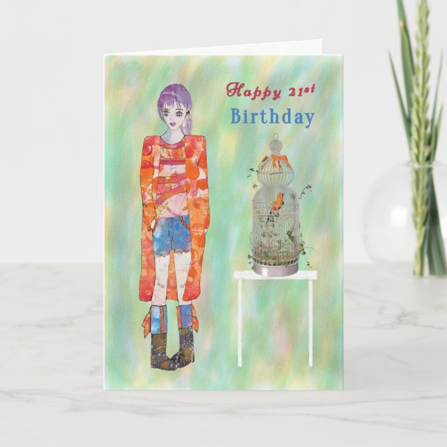 Cartão de Aniversário 21ruas. Aniversário para mul (Frente)