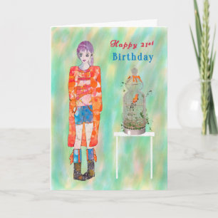 Cartão de Aniversário 21ruas. Aniversário para mul
