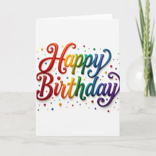 Cartão de Aniversário 3D Colorido