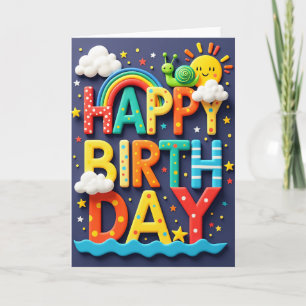 Cartão de Aniversário 3D Jubiloso
