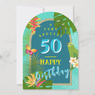 Cartão de Aniversário 50º Tropical Paraiso Anual V