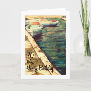 Cartão de Aniversário 70 - Barcos Azuis