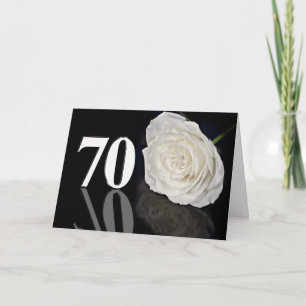 Cartão de Aniversário 70 com uma rosa branca cláss