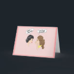 Cartão de aniversário, 80. Humor<br><div class="desc">Duas senhoras desenhadas fofocando sobre os 80 anos. O fundo é rosa.</div>