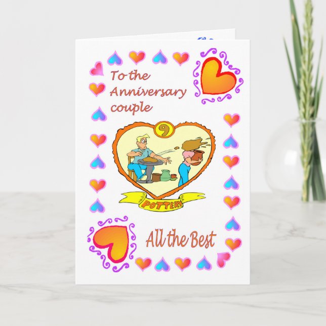 Cartão de aniversário 9ª cerâmica (Frente)