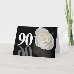 Cartão de Aniversário 90 com uma rosa branca cláss