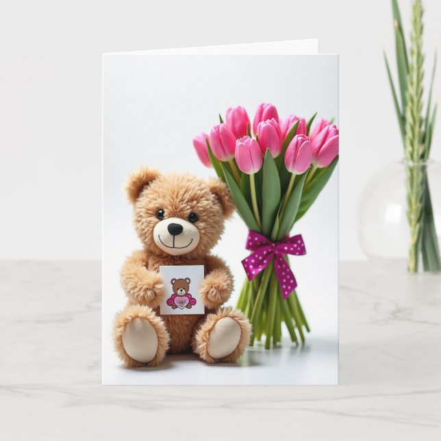 Cartão de Aniversário Abraços de Urso Doce (Frente)