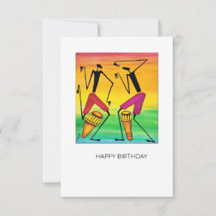 Cartão de Aniversário Africano de Drumming com Cor