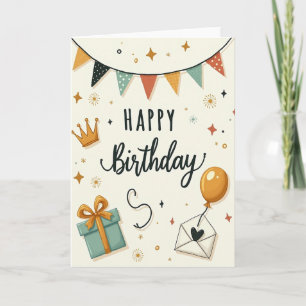 Cartão de Aniversário Alegre Bunting
