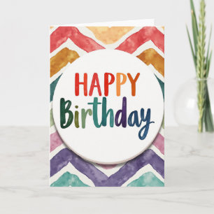 Cartão de aniversário alegre com chevron