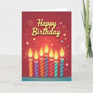 Cartão de Aniversário Alegre com Velas Acesas